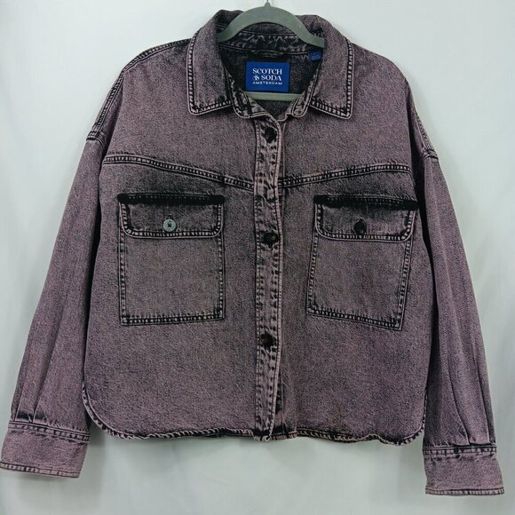 SCOTCH & SODA Jacket Womens Large Trunker Purple Oversize Shacket Shirt - Picture 1 of 6